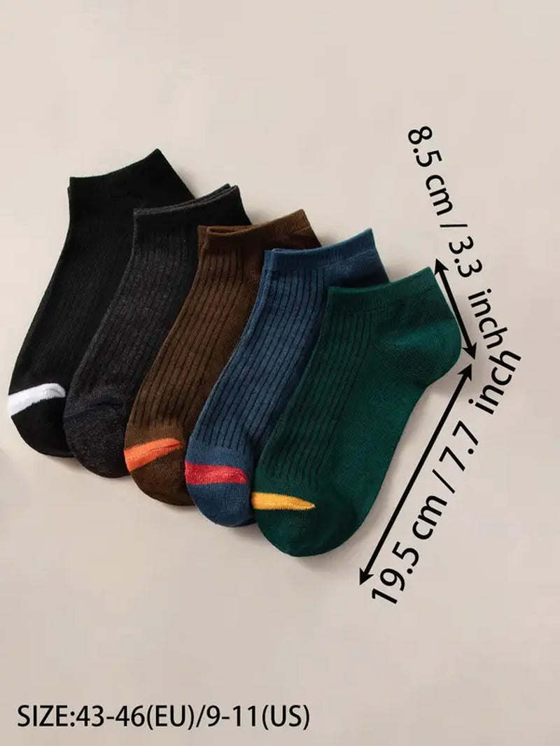 Men'S 20 Pairs Colorblock Ankle Socks, Casual Comfy Breathable Low Cut Socks for Daily Outdoor Wear, Multipack Knit Socks for All Seasons