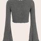 Women'S Asymmetrical Lettuce Trim Tie Front Long Sleeve Vneck Cardigan, Casual Flounce Sleeve Sweater Knitwear, Comfort Basic Womenswear, Minimalist Lady Tops