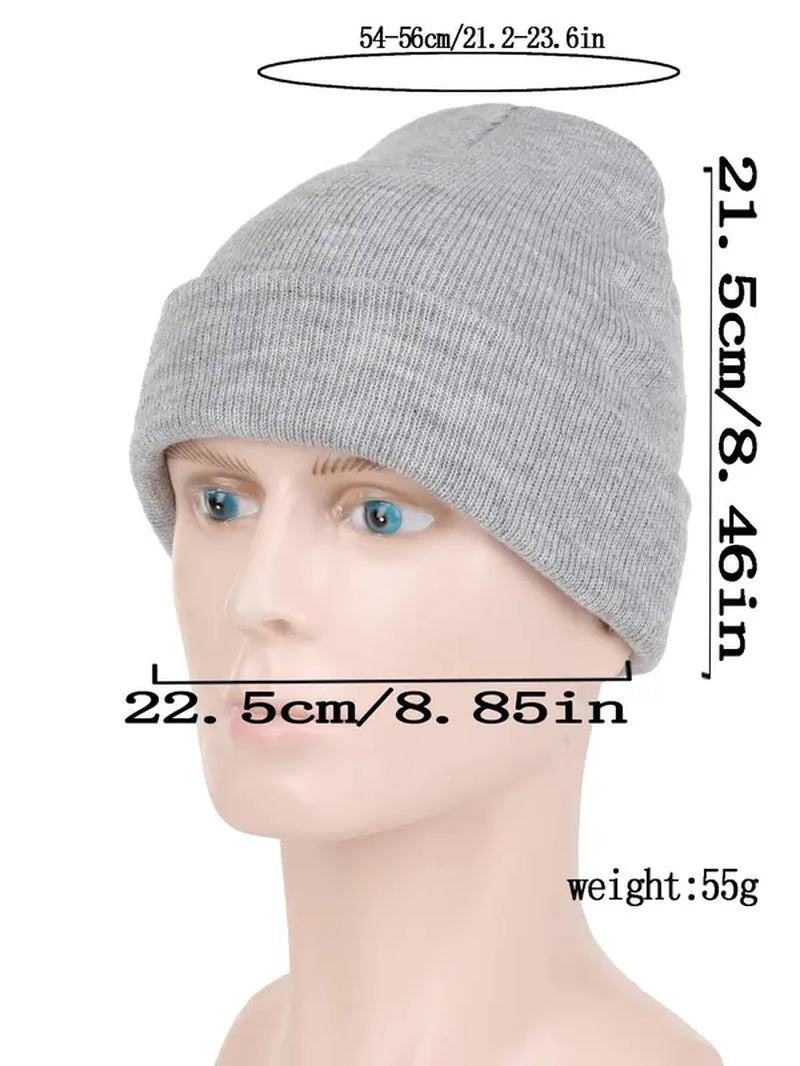 Unisex Solid Color Casual Simple Style Plain Color Beanie Hat, Fashionable Knitted Beanie Hat, Warm Beanie Hat for Fall & Winter, 2024 All-Match New Style Beanies