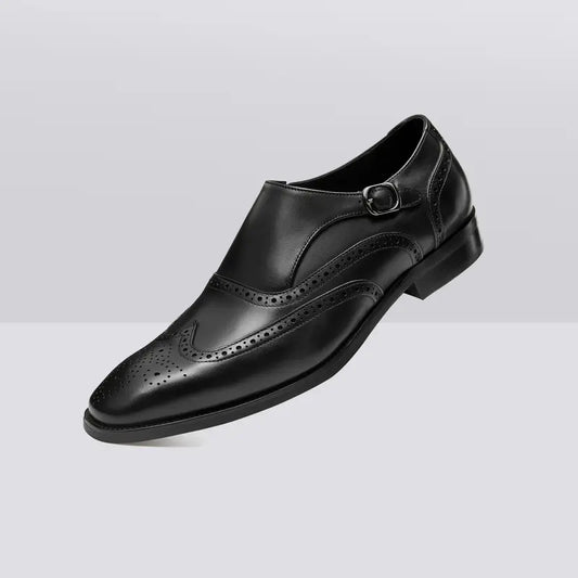 Men ’S Dress Shoes Genuine Leather Single Monk Strap Slip-On Shoes for Formal Occasions