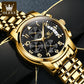 OLEVS Gold Watch for Men Luxury Top Brand Luminous Waterproof Steel Sport Chronograph Multifunction Fashion Men'S Quartz Watch