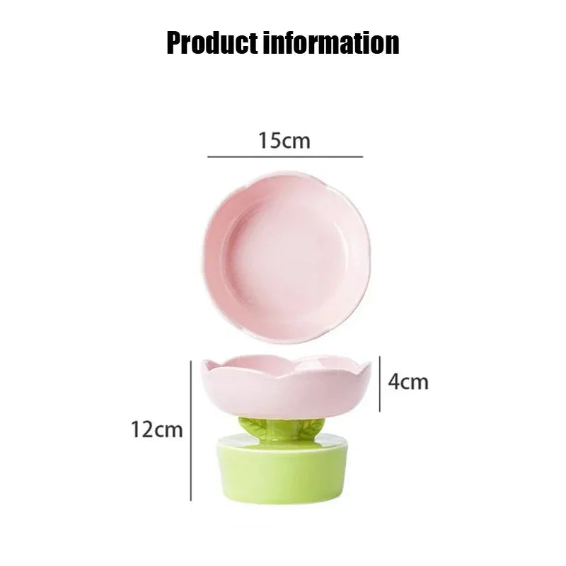 2024 Flower-Shaped Ceramic Pet Bowl for Cats