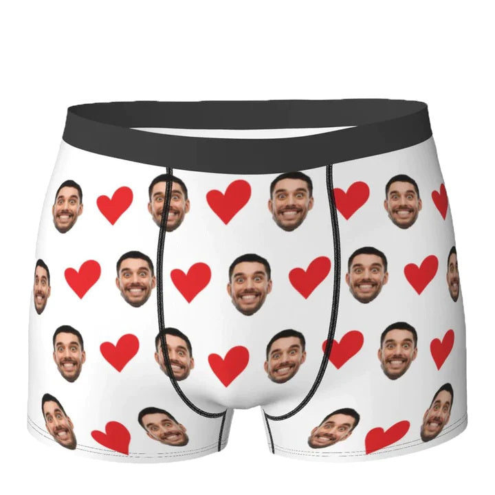 Personalized Face Photo Underwear  Custom Heart Boxer Briefs Custom Men Briefs Gift For Husband - Anniversary Gift For Dad