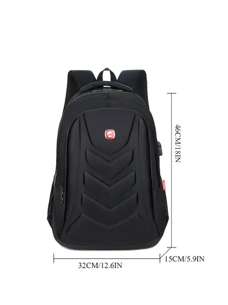 Men'S Business Solid Casual Backpack with Usb Port, Minimalist Matching Computer Bag, 2024 Trendy Minimalist Travel Backpack for Daily Use, New Stylish Work Bag for Everyday Bag, Simple School Bag