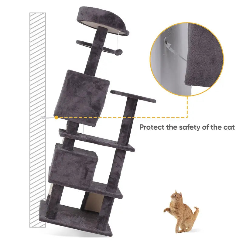 55" Cat Tree Tower Activity Center Large Playing House Condo for Rest Sturdy