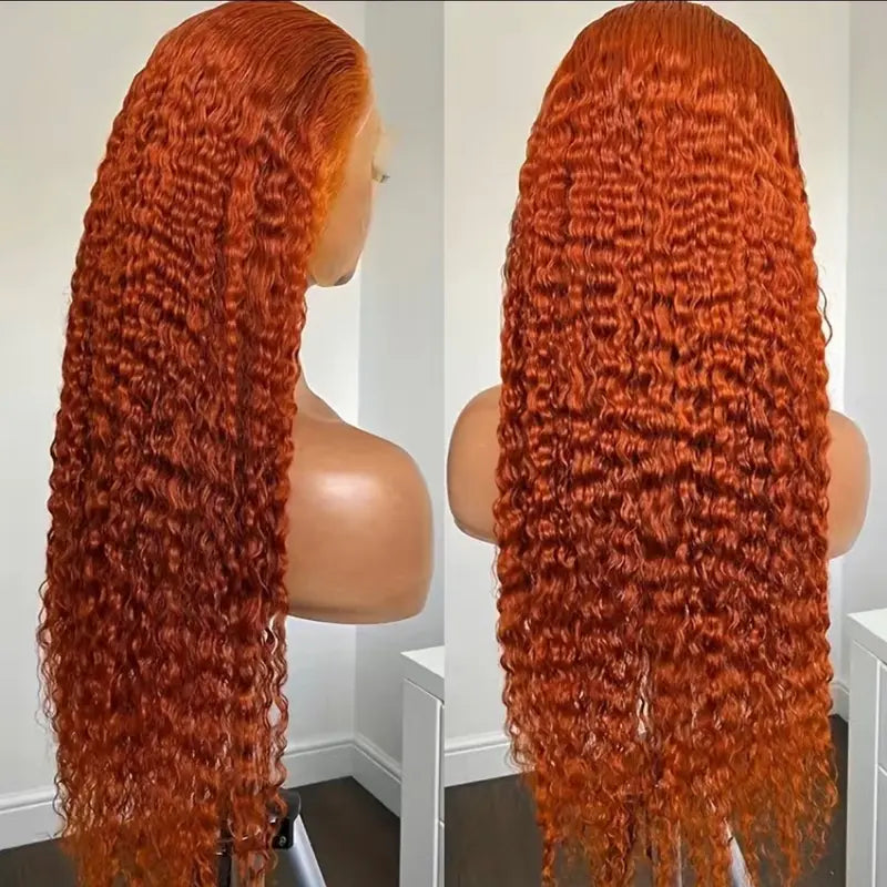 Orange Ginger Curly Human Hair Wigs 1B30 Ombre Human Hair Wig 13X4 Lace Front Hu