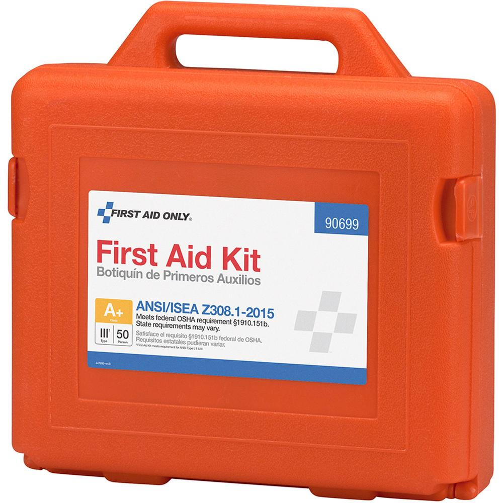 First Aid Only 50-Person Bulk Weatherproof First Aid Kit - ANSI Compliant - 215 x Piece(s) For 50 x Individual(s) - 13.3" Height x 13.3" Width x 4.3" Depth Length - Plastic Case - 1 Each