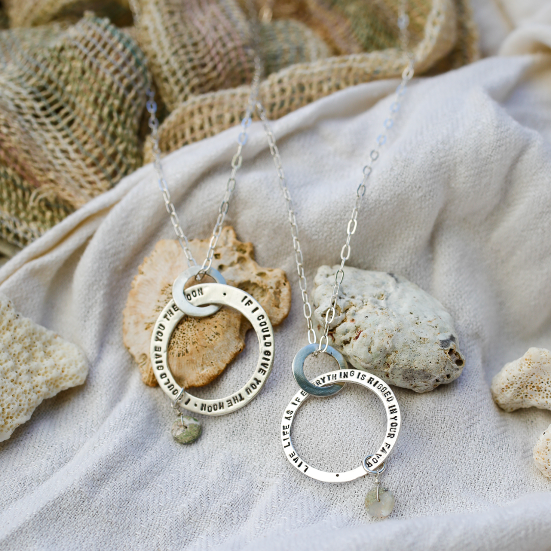 Moon Message Circle Necklace "If I could give you the moon, I would give you the moon"