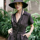 ARYA Safari Linen Midi Dress, in Black