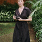 ARYA Safari Linen Midi Dress, in Black