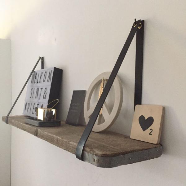 LEATHER SHELF STRAP - set of 2