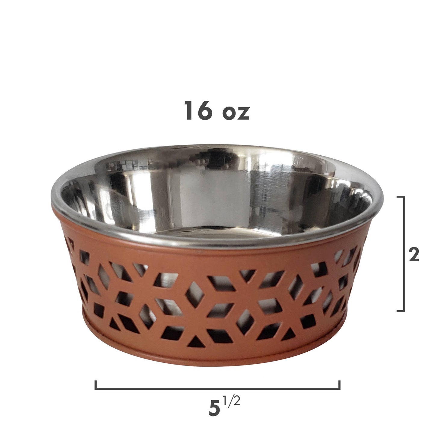 Stainless Steel Country Farmhouse Dog Bowl, Apricot 16 oz