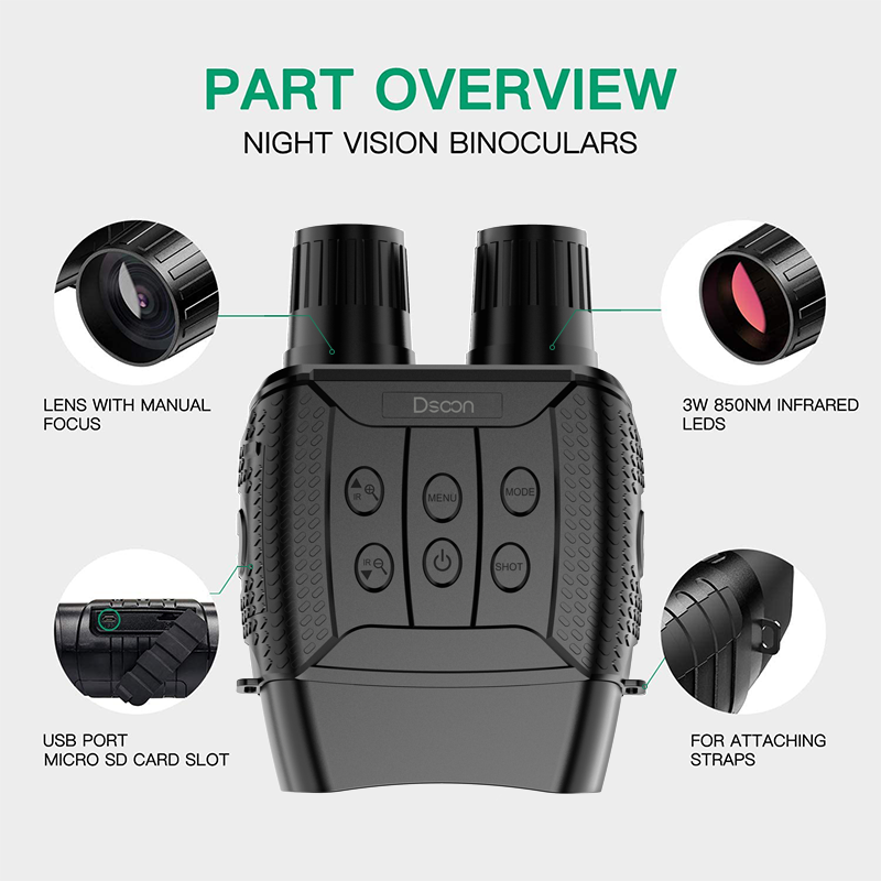 Dsoon Night Vision Binoculars NV3182 Infrared Digital Hunting Telescope Camping Equipment Photography Video 300m Distance