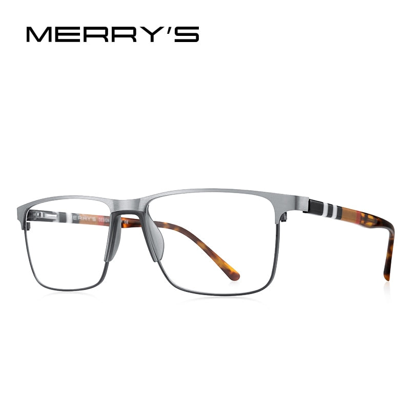 MERRYS DESIGN Men Luxury Square Glasses Frame Business Titanium Alloy Eyewear Acetate Legs Myopia Prescription Eyeglasses S2255