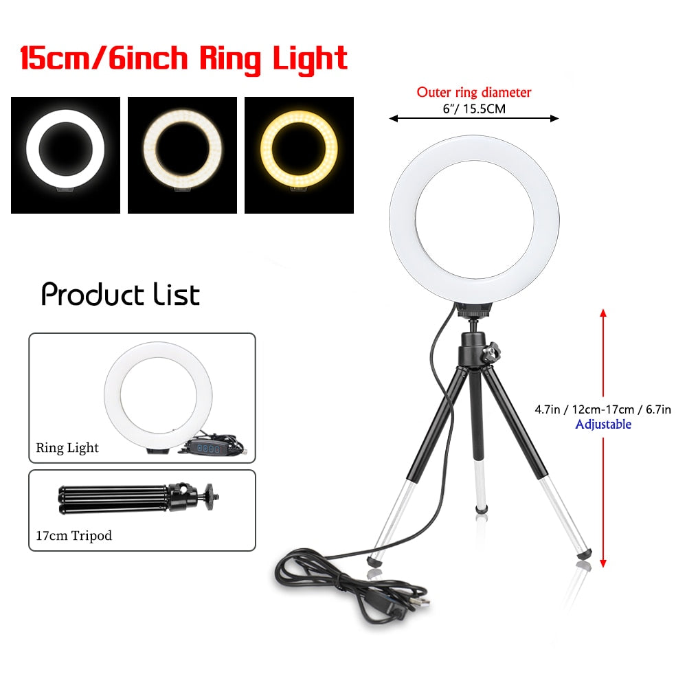 6 inch Ring Light With Tripod Stand