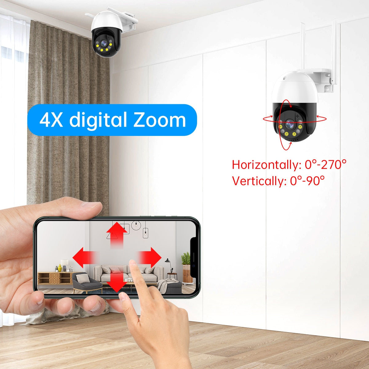 5MP PTZ WIFI IP Camera Outdoor 4X Digital Zoom Night Full Color Wireless H.265 P2P Security CCTV Camera Two Way Speak Audio