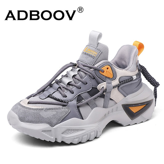 ADBOOV 2020 New Fashion Chunky Sneakers Men Genuine Leather Casual Shoes Trainers