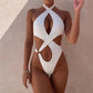 2022 Sexy High Cut Out Halter Female Swimwear One Piece Swimsuit Women Cross Bandage Monokini Bather Bathing Suit Swim Beachwear