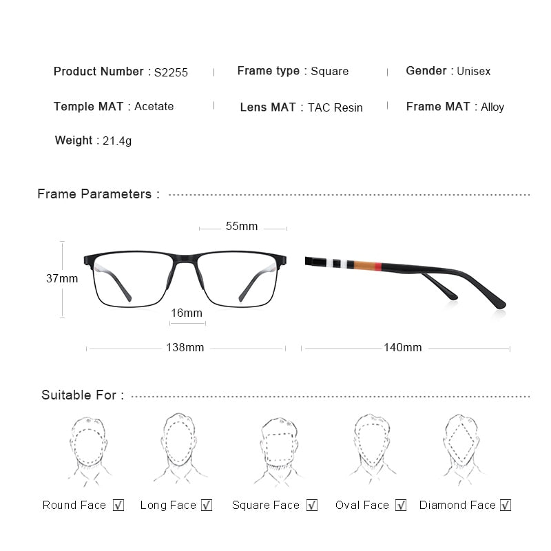 MERRYS DESIGN Men Luxury Square Glasses Frame Business Titanium Alloy Eyewear Acetate Legs Myopia Prescription Eyeglasses S2255