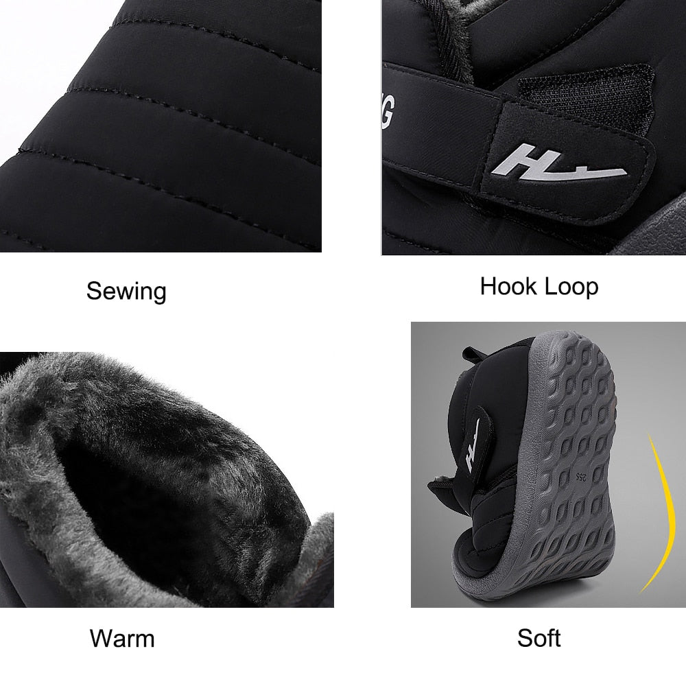 Women&#39;s Boots Winter Large Size 43-45 Hook Loop Sturdy Sole Ankle Boots Women Solid Plush Snow Boots Woman warm Shoes Cheap