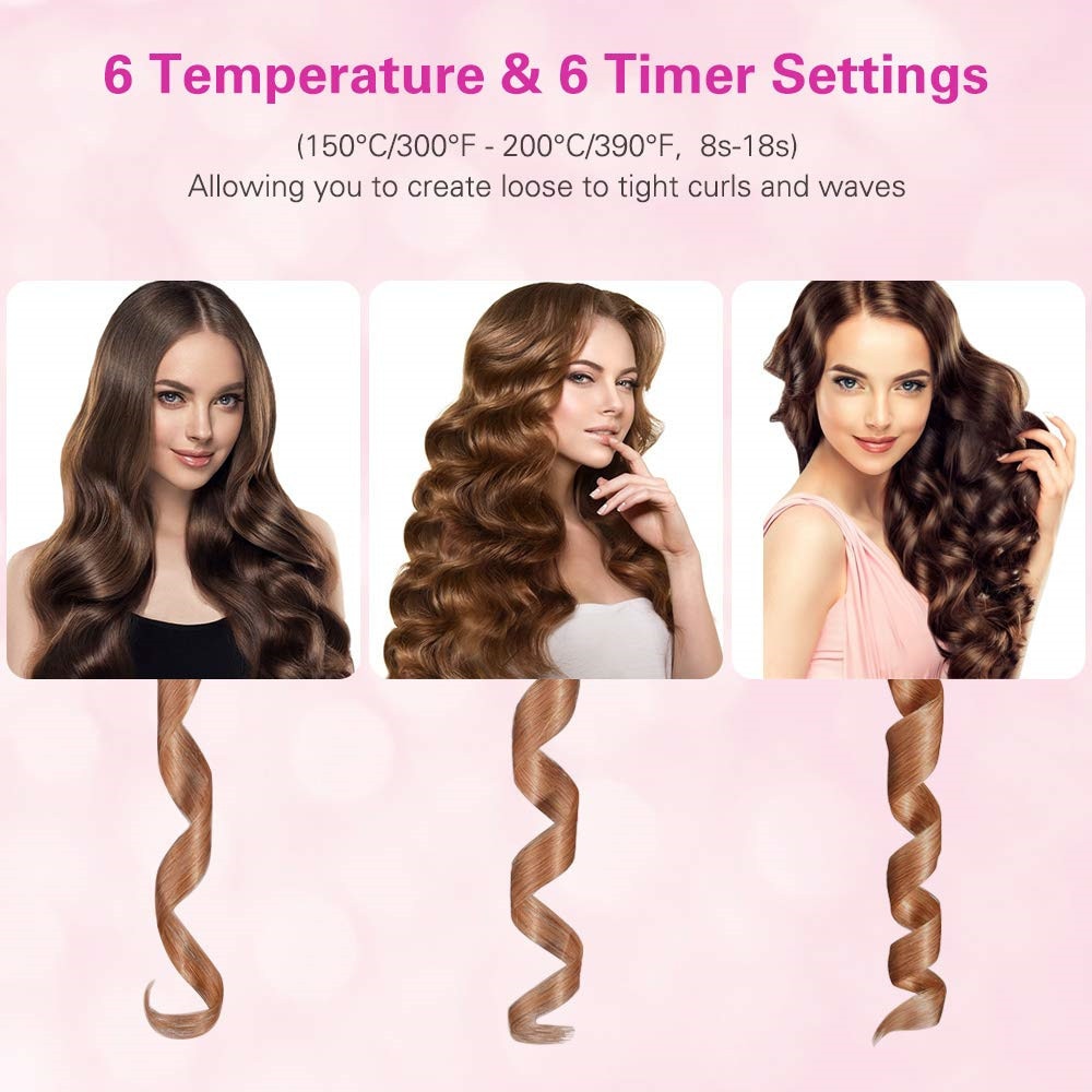 Cordless Automatic Rotating Hair Curler USB Rechargeable Curling Iron LCD Display Temperature Adjustable Hair Curler RollersTool