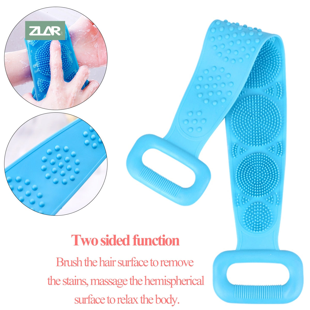 ZLAR Silicone Body Brush Bath Rub Wisp For Body Bath Belt Dry Massage Brush Back Scrubber Shower Brushes Exfoliating Bath Sponge