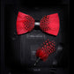 KAMBERFT Brand Men Bow-tie Brooch Set Feather Style Leather Bow Tie Adjustable Formal Tie Bowtie Wedding Party Best Gift