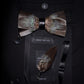 KAMBERFT Brand Men Bow-tie Brooch Set Feather Style Leather Bow Tie Adjustable Formal Tie Bowtie Wedding Party Best Gift