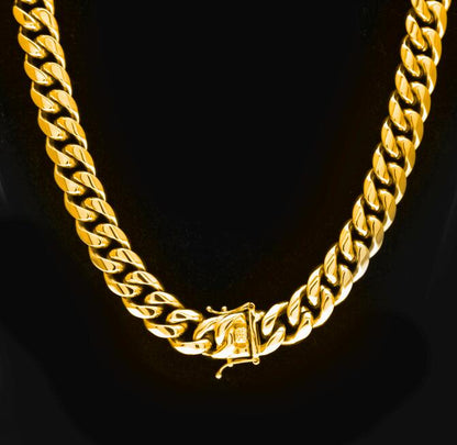 8mm/10mm/12mm/14mm Stainless Steel Curb Cuban Link Chain Punk Heavy Gold silver color  Plated Cuban Necklace For Men 30inch