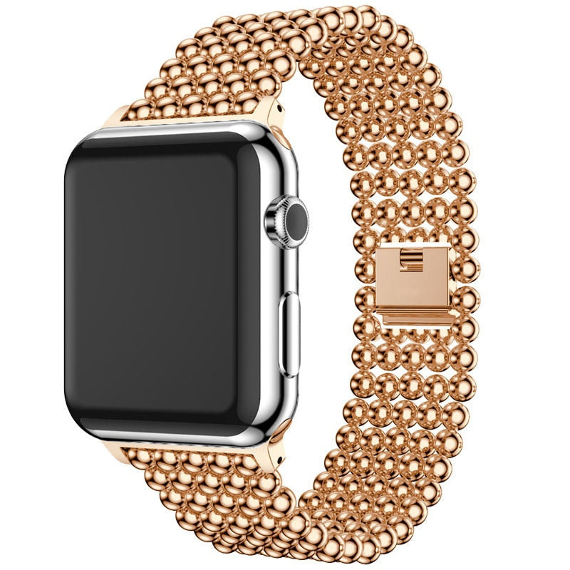 Band For Apple Watch Bracelet 38mm 40mm 42mm 44mm 41mm 45mm 49mm Beads Metal Watchband iWatch Strap Series 3 4 5 6 7 SE 8 Ultra