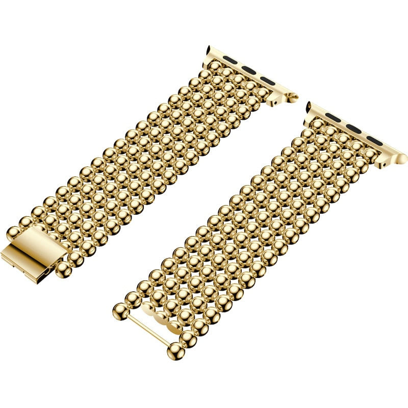 Band For Apple Watch Bracelet 38mm 40mm 42mm 44mm 41mm 45mm 49mm Beads Metal Watchband iWatch Strap Series 3 4 5 6 7 SE 8 Ultra