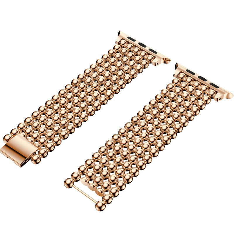 Band For Apple Watch Bracelet 38mm 40mm 42mm 44mm 41mm 45mm 49mm Beads Metal Watchband iWatch Strap Series 3 4 5 6 7 SE 8 Ultra