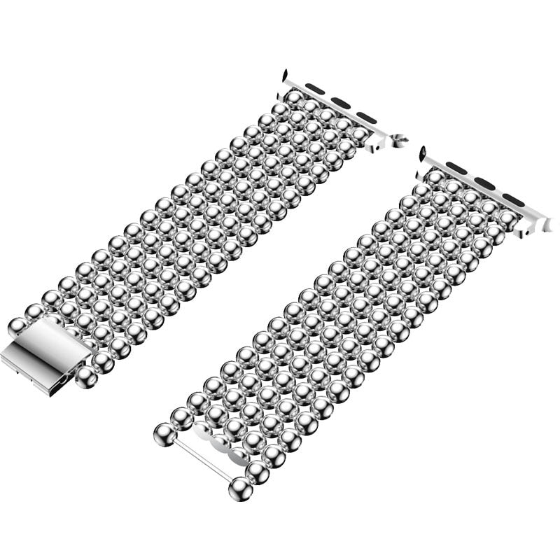 Band For Apple Watch Bracelet 38mm 40mm 42mm 44mm 41mm 45mm 49mm Beads Metal Watchband iWatch Strap Series 3 4 5 6 7 SE 8 Ultra