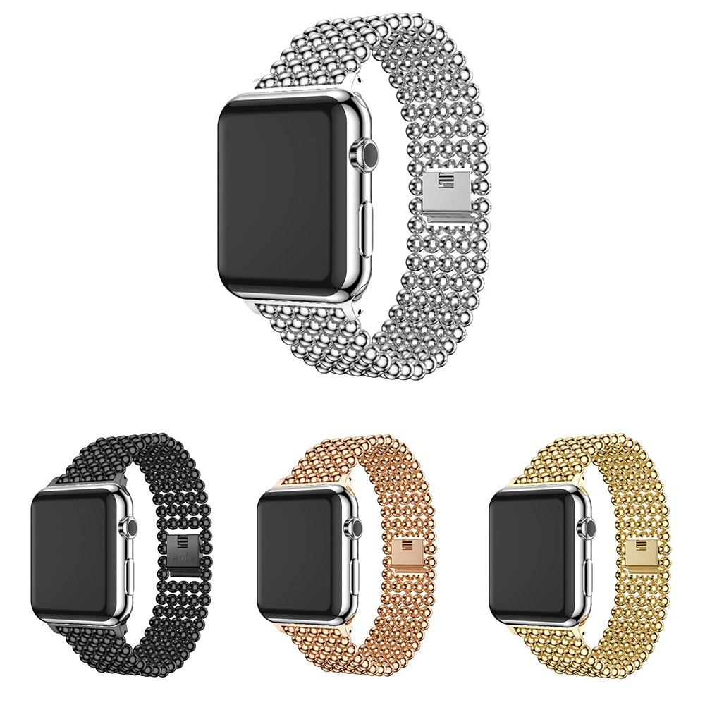 Band For Apple Watch Bracelet 38mm 40mm 42mm 44mm 41mm 45mm 49mm Beads Metal Watchband iWatch Strap Series 3 4 5 6 7 SE 8 Ultra