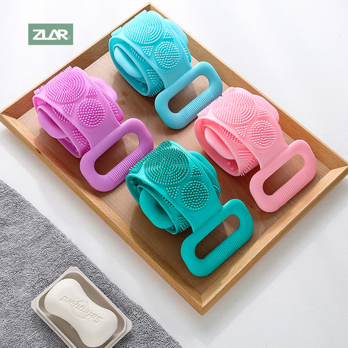 ZLAR Silicone Body Brush Bath Rub Wisp For Body Bath Belt Dry Massage Brush Back Scrubber Shower Brushes Exfoliating Bath Sponge