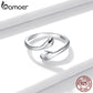 bamoer 925 Sterling Silver Hug Warmth and Love Hand Adjustable Ring for Women Party Jewelry, His Big Loving Hugs Ring BSR176