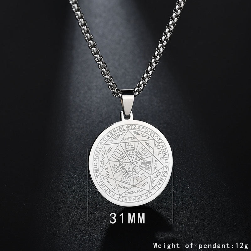 Pentagram Necklace Seven Archangel Amulet Protection Pentacle Pendant Necklaces for Women Men Trend Stainless Steel Jewelry Gift