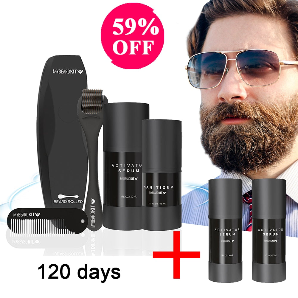 Beard Growth Kit For Men Organic Beard Oil For Facial Hair With Comb Moustache Care Set 2021 Hot Gift Man Dad Boyfriend Husband