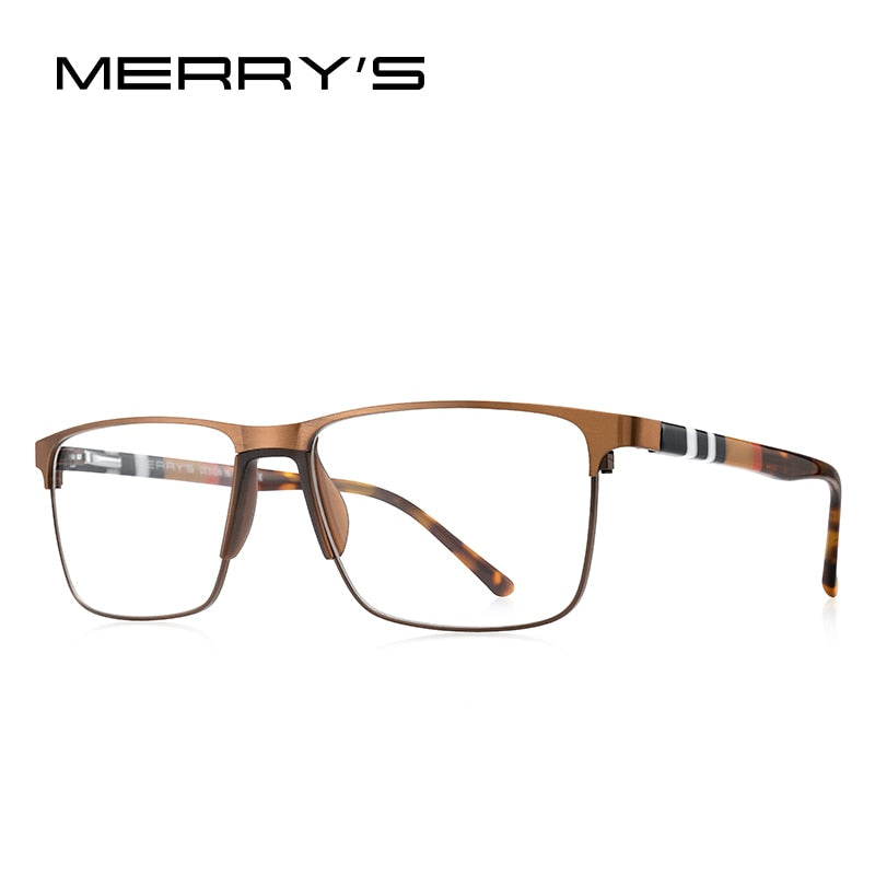 MERRYS DESIGN Men Luxury Square Glasses Frame Business Titanium Alloy Eyewear Acetate Legs Myopia Prescription Eyeglasses S2255