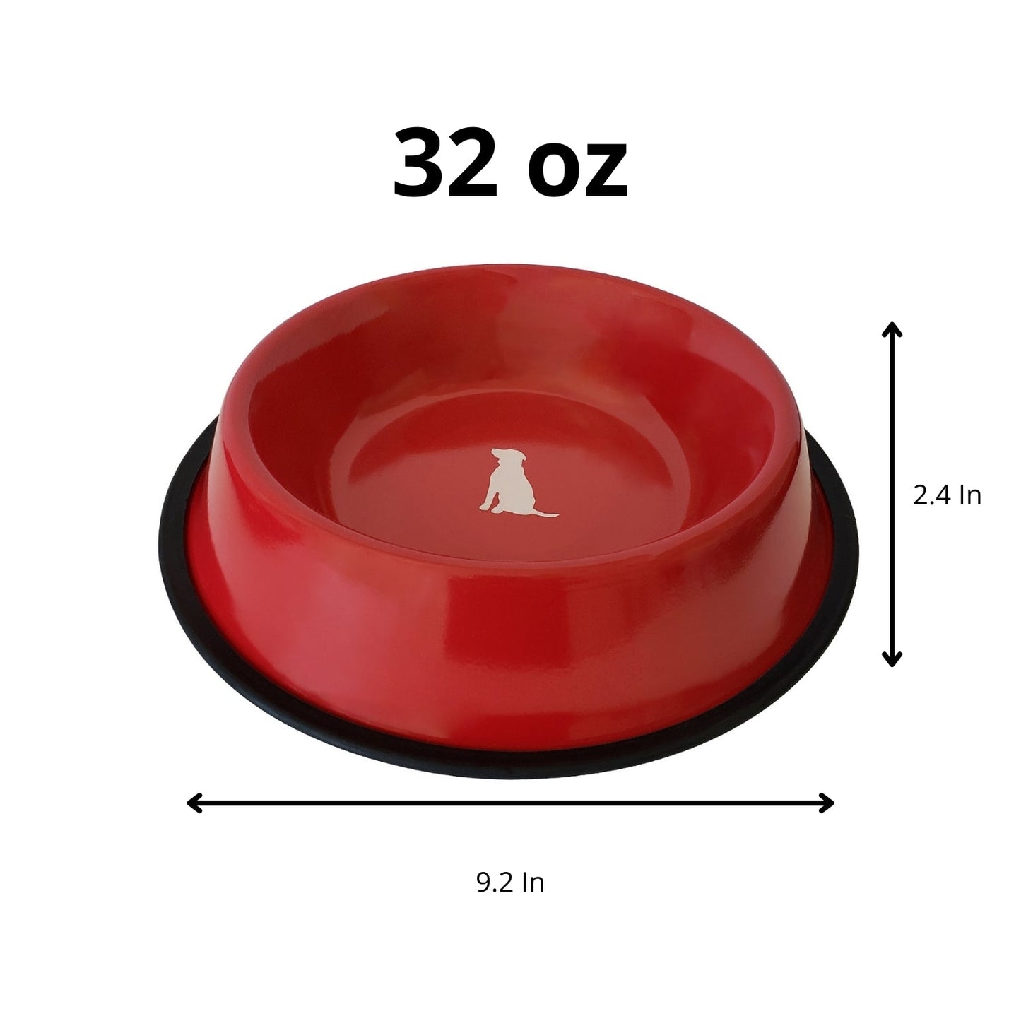 Non Skid Red Bowl With White Dog Design