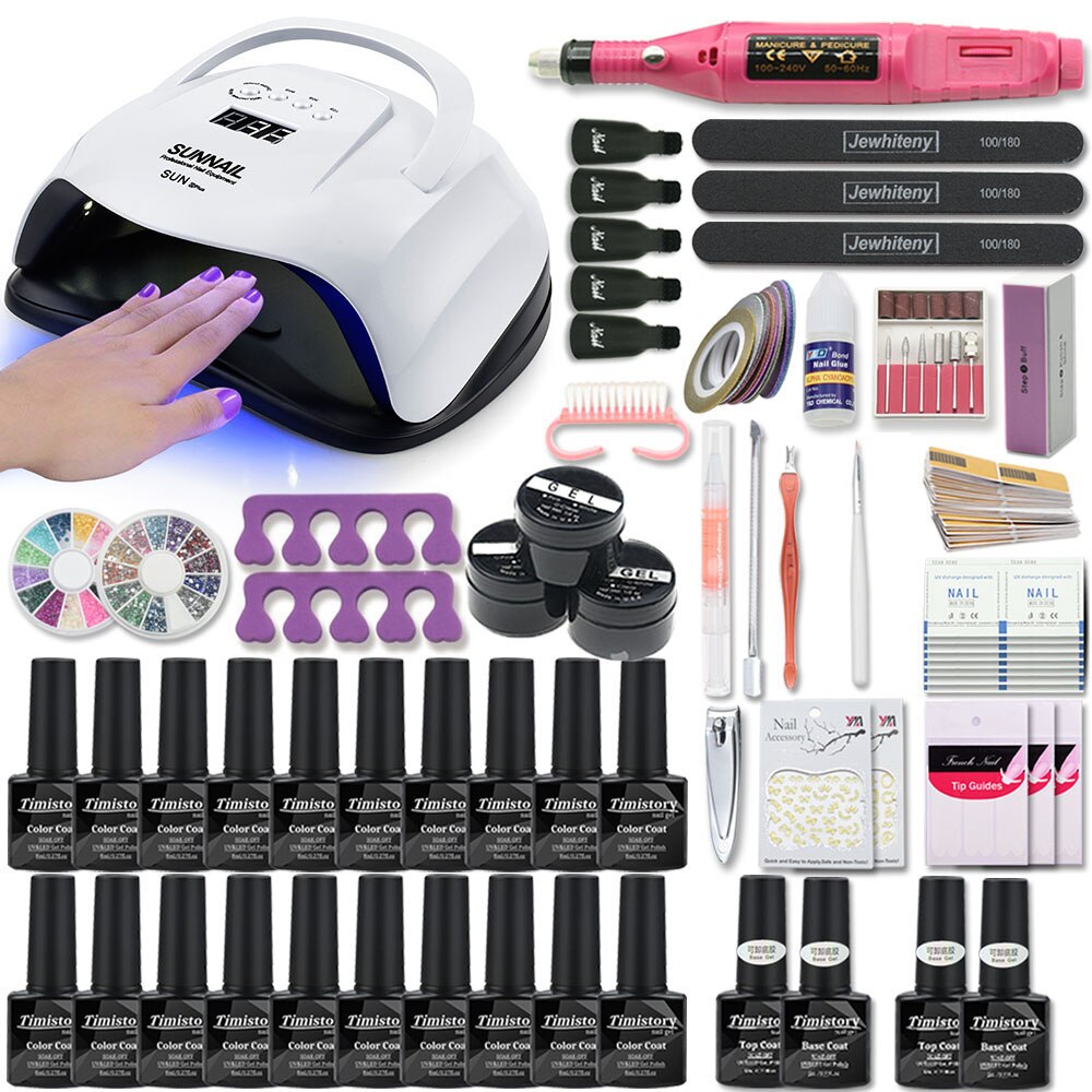 Manicure Set With 120W/80W/54W Led Nail Lamp Nail Set 35000RPM Nail drill Machine 40 Color UV Polish Gel Nail Kit Tools Set