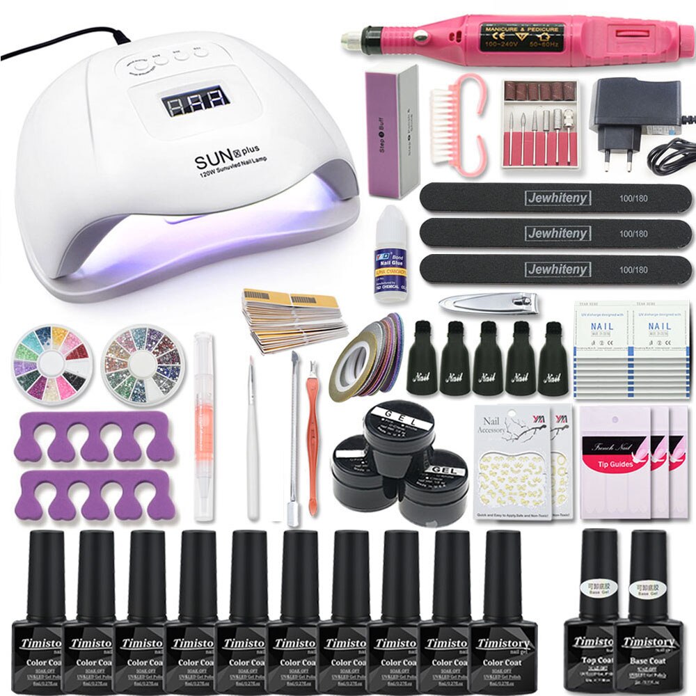 Manicure Set With 120W/80W/54W Led Nail Lamp Nail Set 35000RPM Nail drill Machine 40 Color UV Polish Gel Nail Kit Tools Set