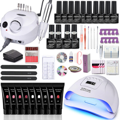 Manicure Set With 120W/80W/54W Led Nail Lamp Nail Set 35000RPM Nail drill Machine 40 Color UV Polish Gel Nail Kit Tools Set