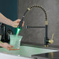 Kitchen Faucets Brush Brass Faucets for Kitchen Sink  Single Lever Pull Out Spring Spout Mixers Tap Hot Cold Water Crane 9009