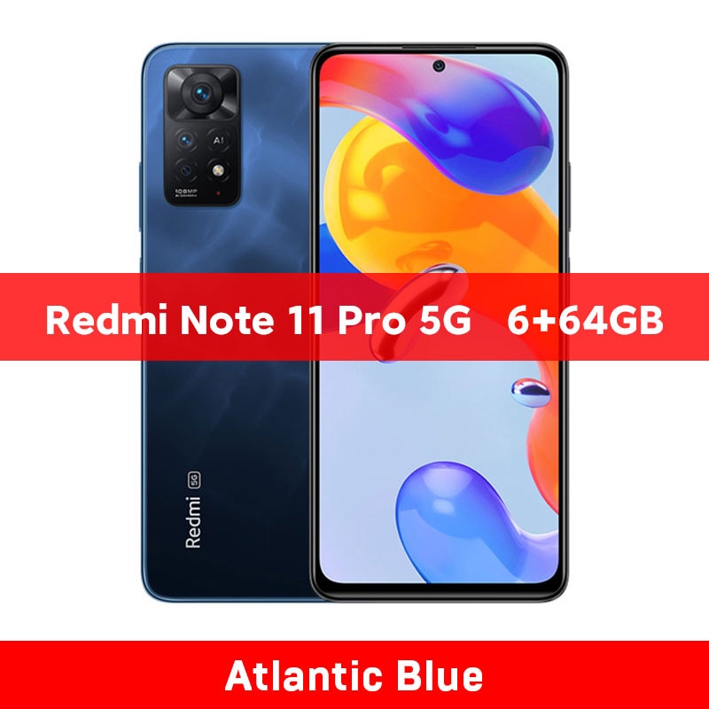 Global Version Xiaomi Redmi Note 11 Pro 5G 64/128GB Smartphone Octa Core Snapdragon 695 108MP Camera 67W Turbo Charging 5000mAh