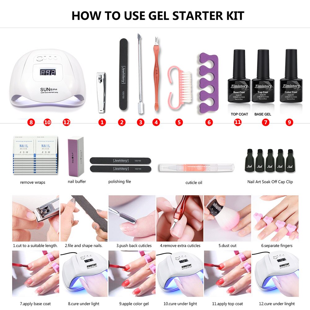 Manicure Set With 120W/80W/54W Led Nail Lamp Nail Set 35000RPM Nail drill Machine 40 Color UV Polish Gel Nail Kit Tools Set