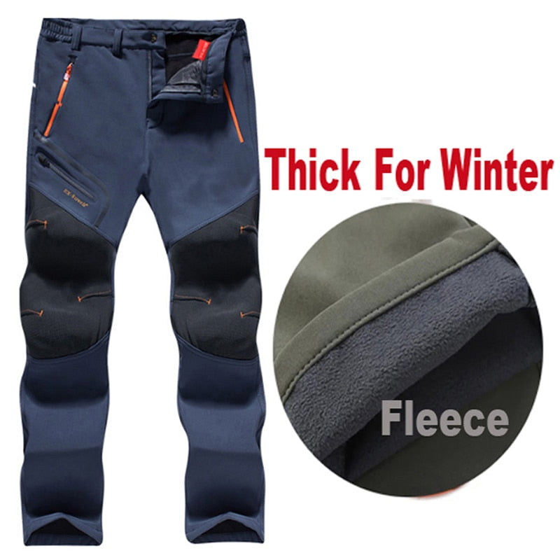 Men Summer Spring Fall Hiking Trekking Fishing Camping Climbing Run Trousers Plus Size Oversized Waterproof Outdoor Fleece Pants