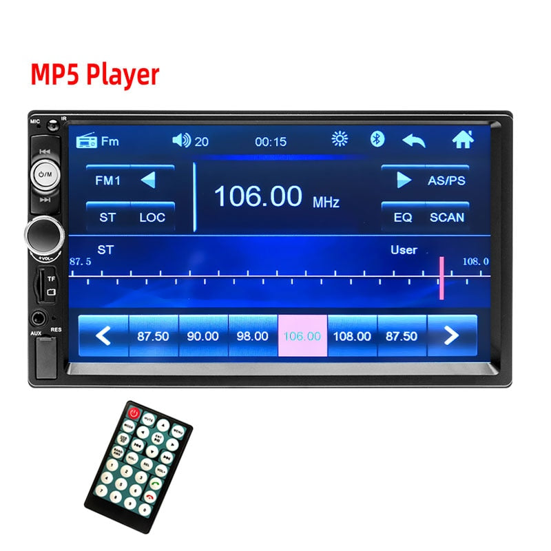 Podofo 2 Din Car Radio Stereo Bluetooth 7&quot; HD Car Stereo Auto Audio Multimedia Player MP5 Universal Touch Screen USB TF FM