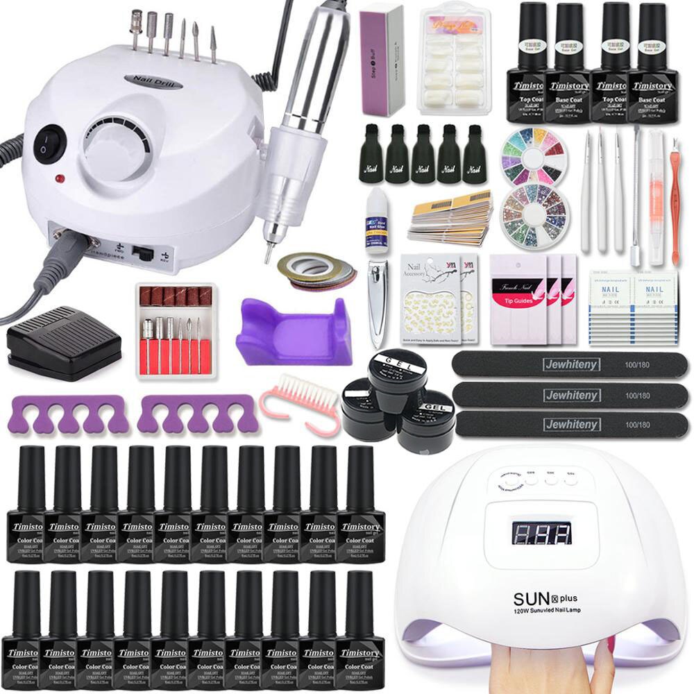 Manicure Set With 120W/80W/54W Led Nail Lamp Nail Set 35000RPM Nail drill Machine 40 Color UV Polish Gel Nail Kit Tools Set