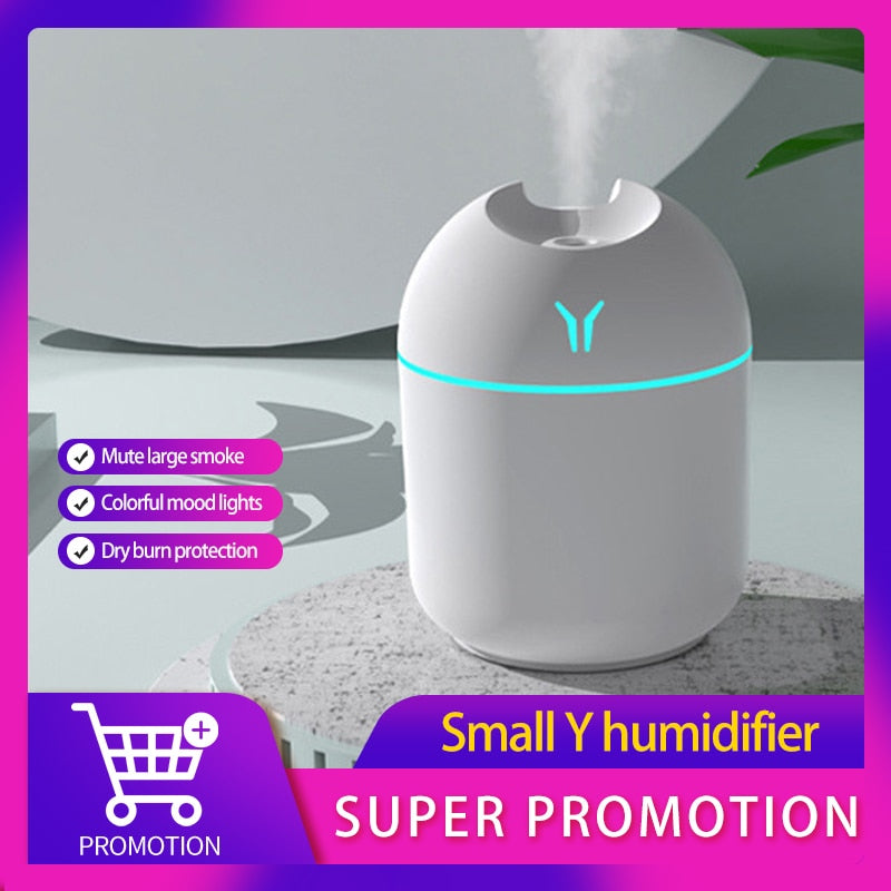 250ML Mini Ultrasonic Air Humidifier Romantic Light USB Essential Oil Diffuser Car Purifier Aroma Anion Mist Maker With LED Lamp